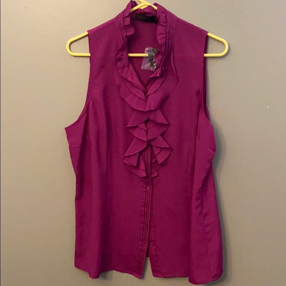 Fuchsia pleated ruffle top